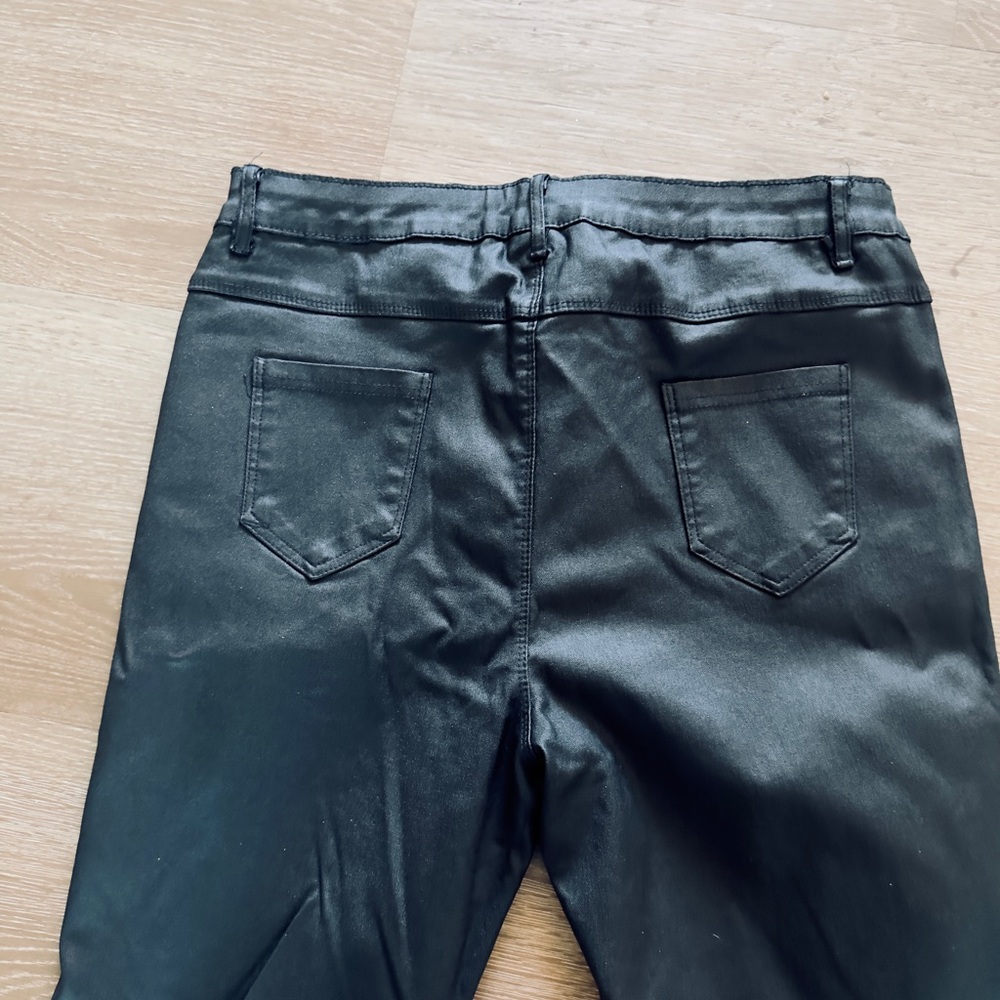 High Rise leather Black Coated Jeans size XXL - Picture 6 of 6